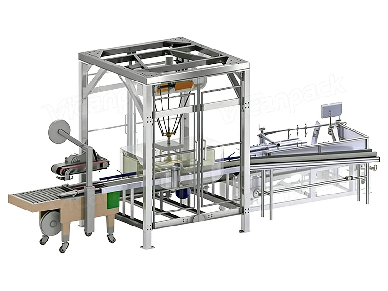 Automatic Box Case Carton Packing System With Heat Shrink Machine