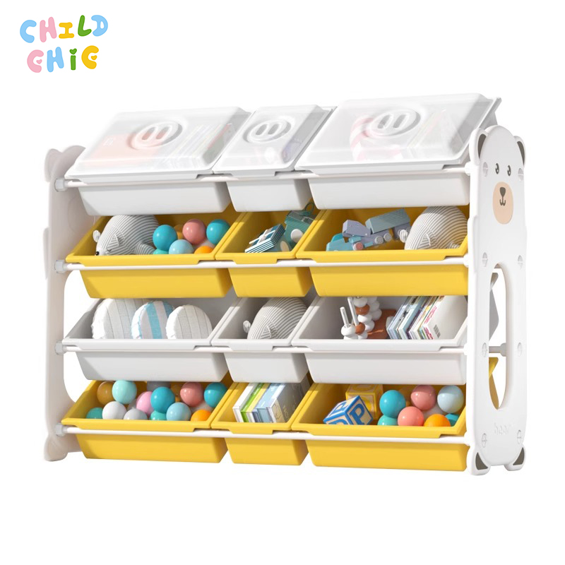 Kids Toy Storage Organizer with Dustproof Lids Large Capacity Multi-Bin Toy Shelf for Toddlers for Playroom & Bedroom Organization