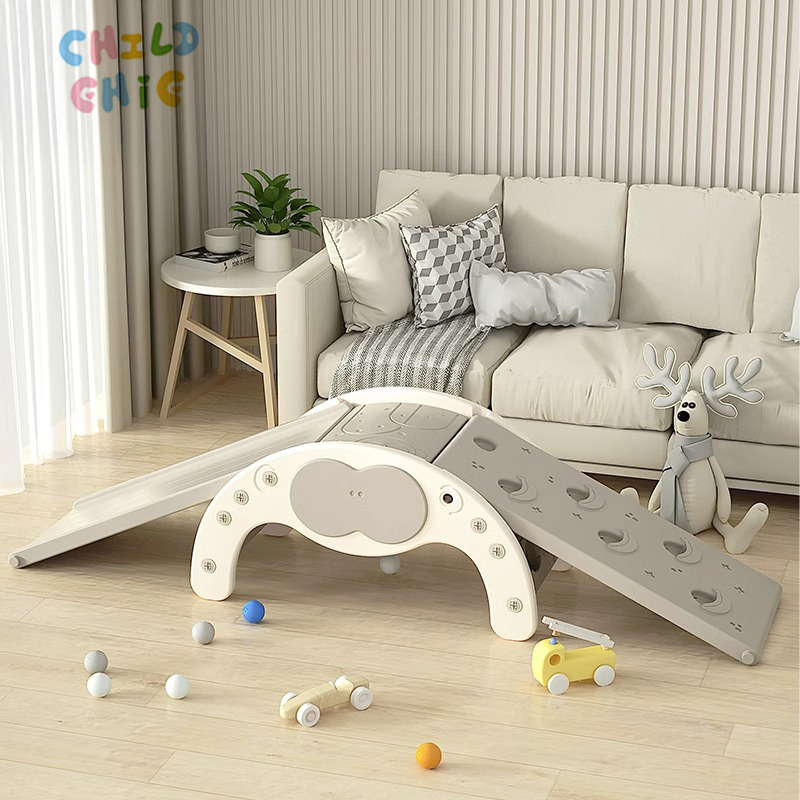 Multifunctional Kids Indoor Climbing Slide Set 3-in-1 Baby Rocking Chair Cradle Sensory Play Equipment for Toddler HDPE