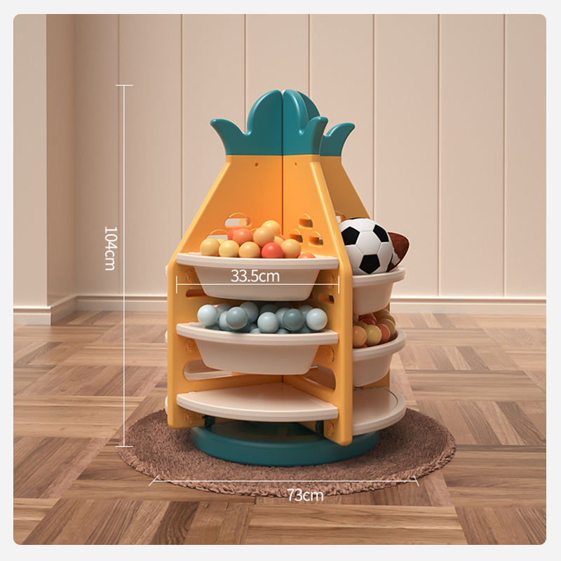 Safety HDPE Modular Kids Toy Storage Cabinet Bookshelf Combined Plastic Children Organizer Rack Rotating Box