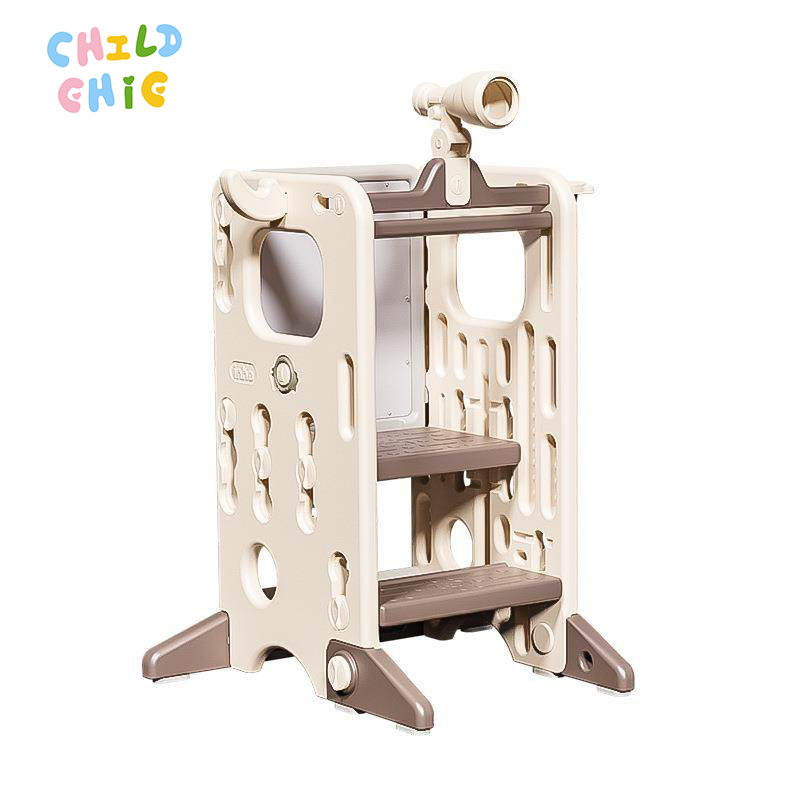 Safety Kids Learning Tower with Whiteboard Kitchen Helper Step Stool for Toddlers Montessori Standing Rack