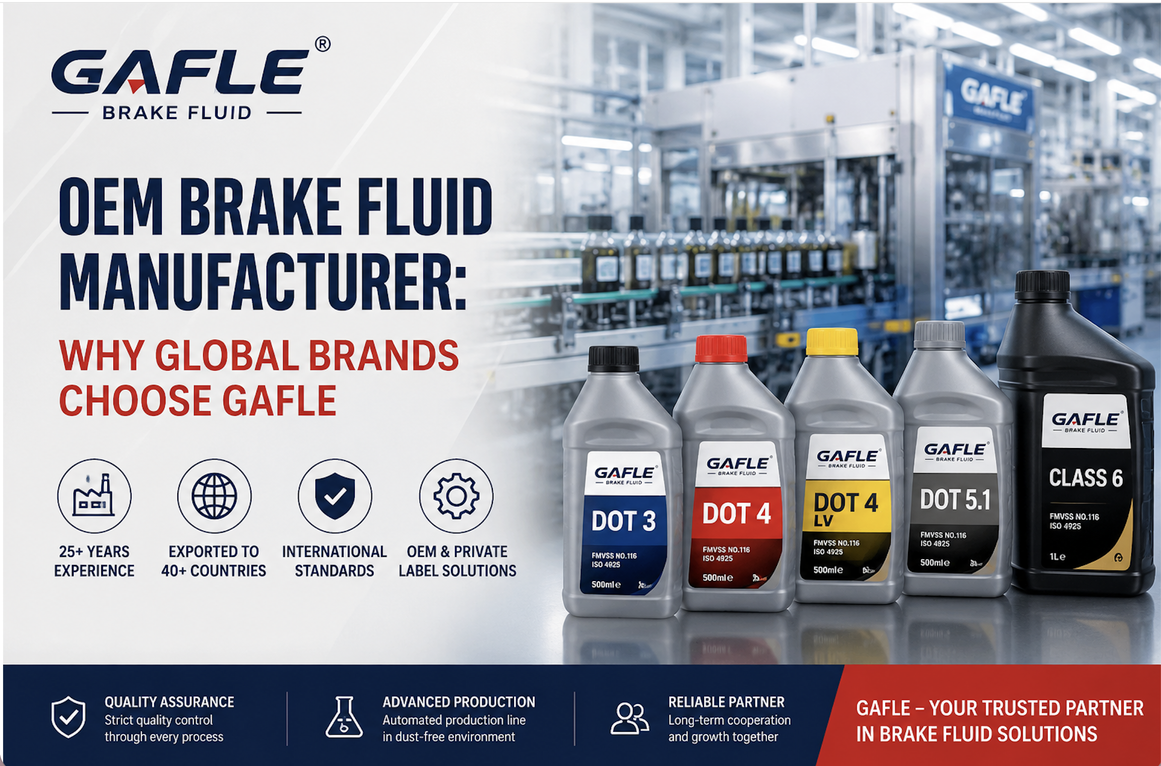 Fabricante de líquido de frenos OEM: ¿Por qué las marcas globales eligen Gafle?