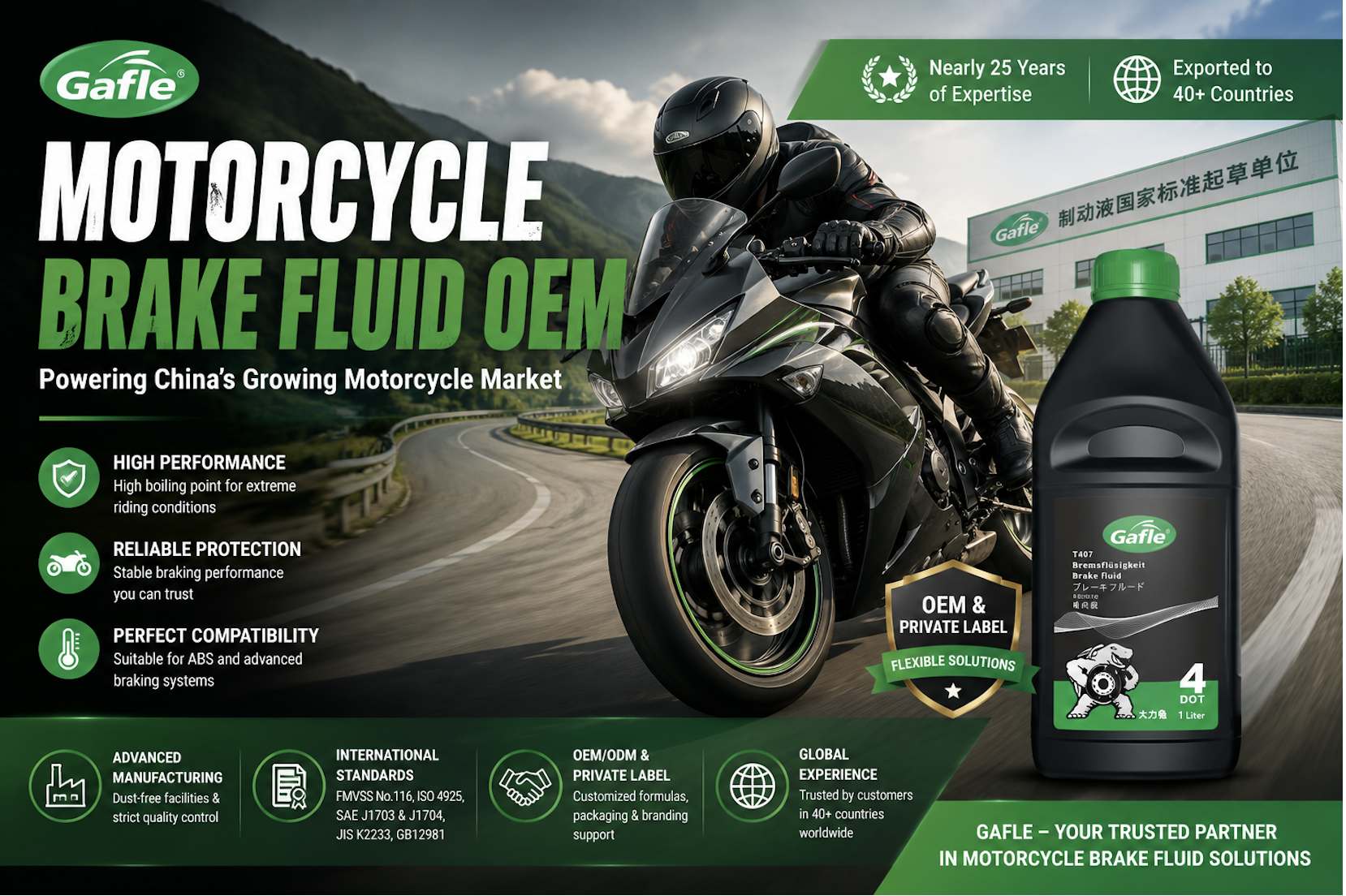Motorcycle Brake Fluid OEM: How Gafle Supports the Growing Motorcycle Market in China