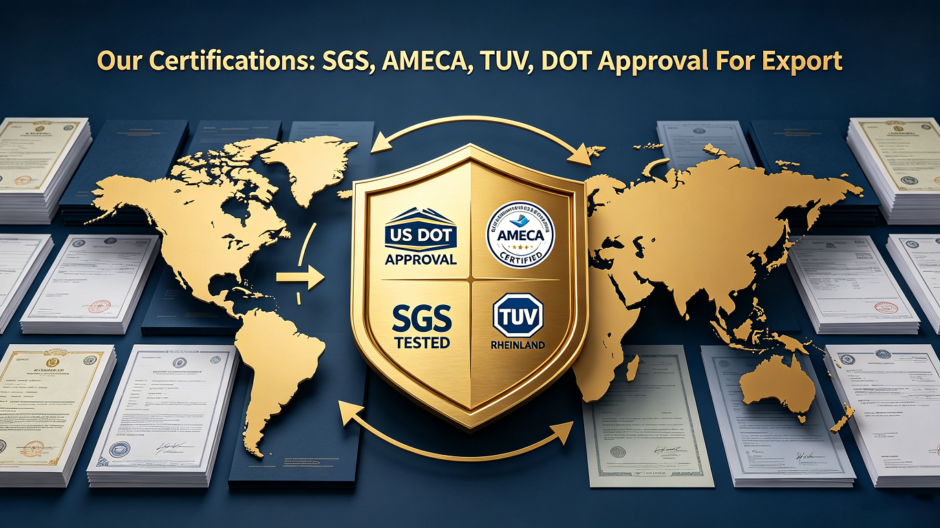 Our Certifications: SGS, AMECA, TUV, DOT Approval For Export