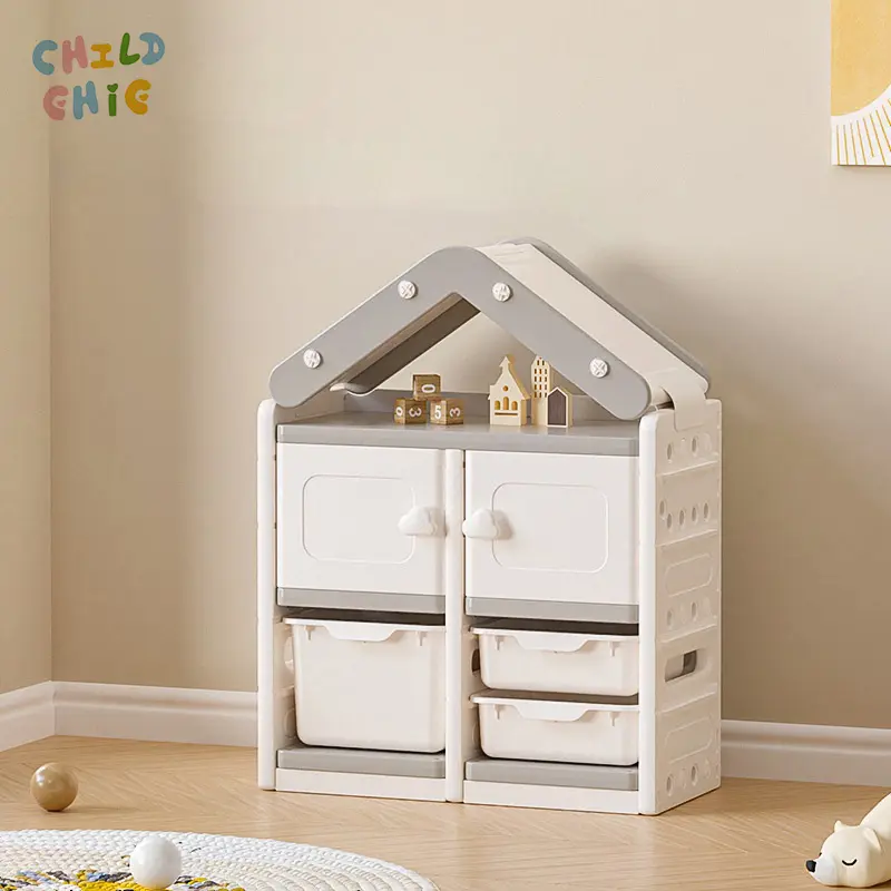 Modular House Kids Storage Cabinet Multi Compartment Toddler Toy Organizer Cabinet Nursery Decor Furniture