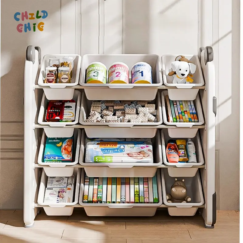 Detachable Panda Kids Toy Storage Rack, Multi-size Combined Children Organizer Shelf with Removable Storage Bins