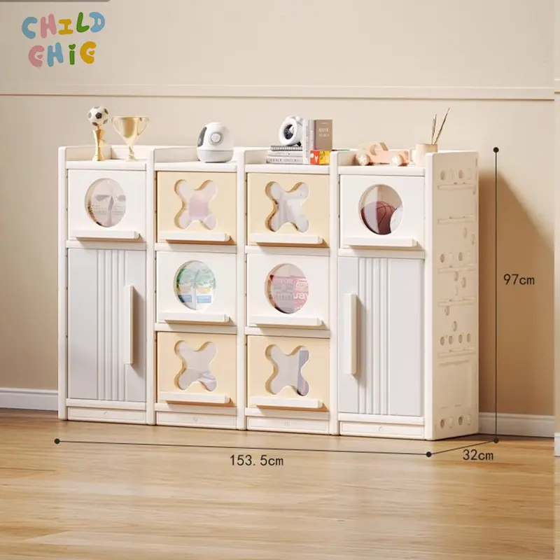 Cream Kids Toy Storage Cabinet Exporter