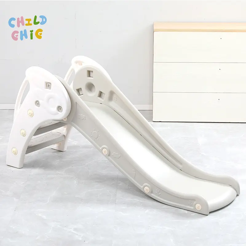 Modern Neutral Color Toddler Slide Eco-Friendly Plastic Freestanding Indoor Play Slide For Nursery & Home Daily Play