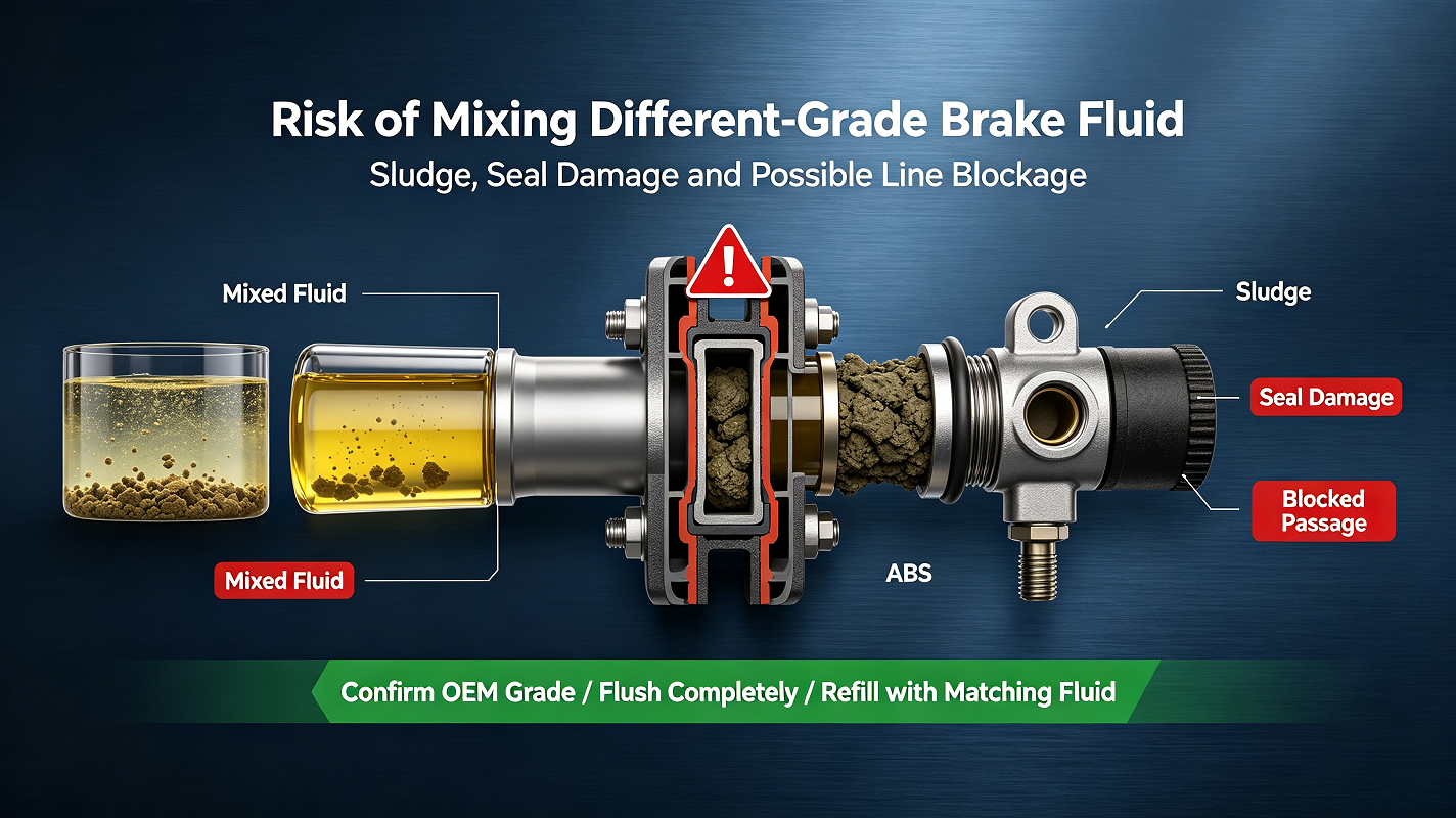 Can Mixed‑Grade Brake Fluid Cause Permanent Brake Line Blockages?