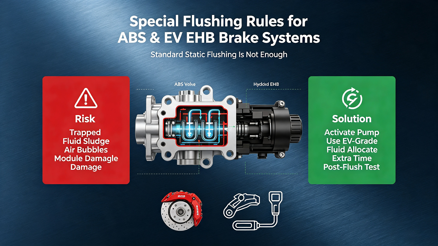 ABS & EV EHB Brake Systems: Special Flushing Rules You Must Follow ABS & EV EHB Brake Systems: Special Flushing Rules You Must Follow