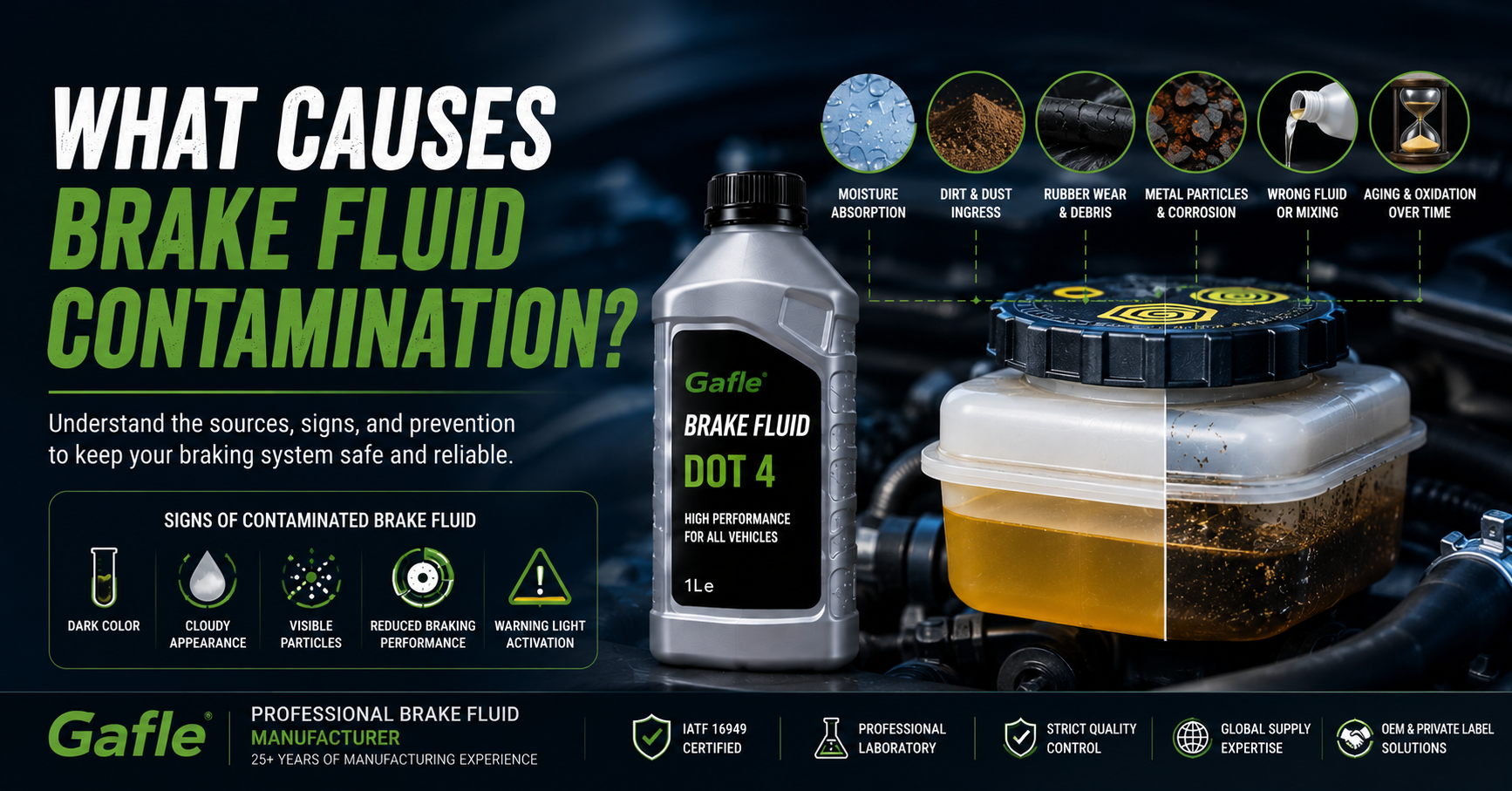 ¿Qué causa la contaminación del líquido de frenos?