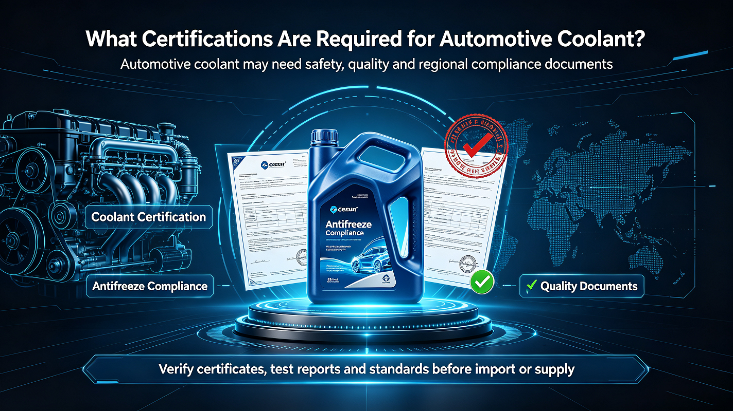 What certifications are required for automotive coolant?