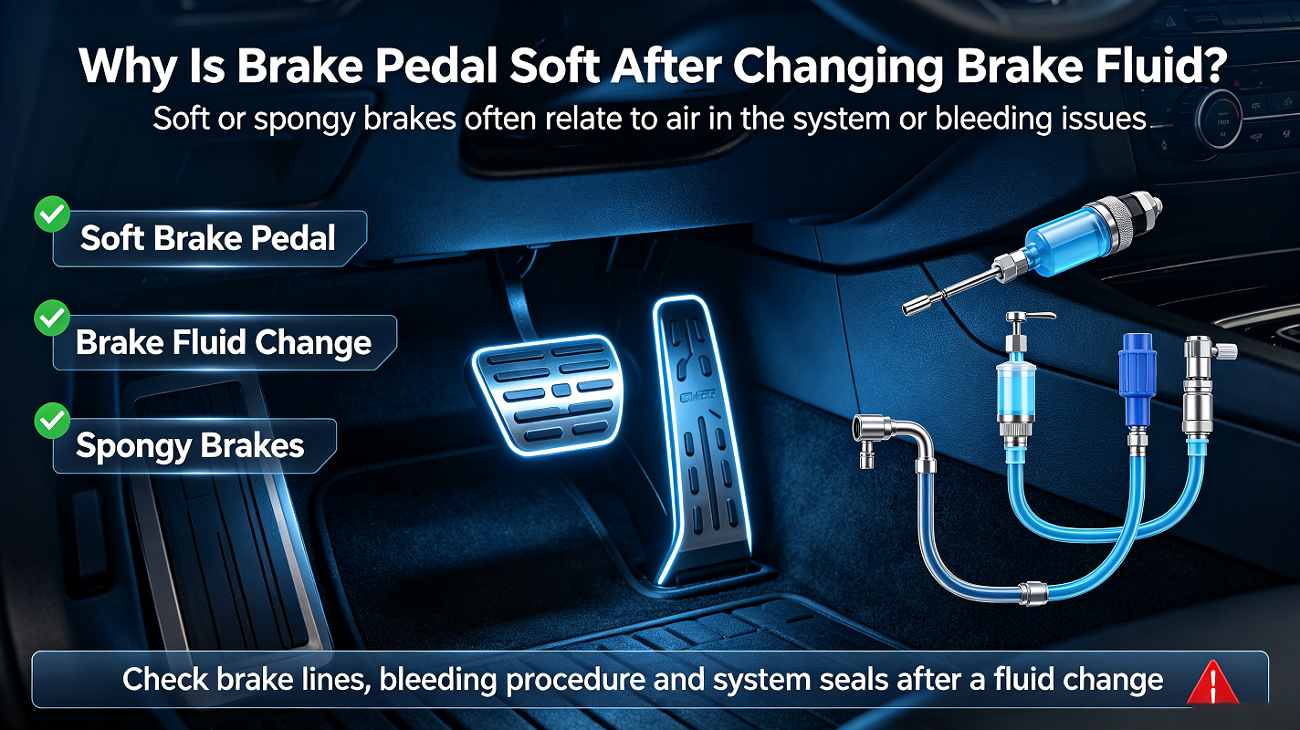 Why is my brake pedal soft after changing brake fluid?