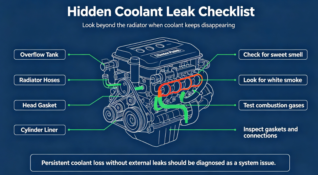 hidden coolant leak