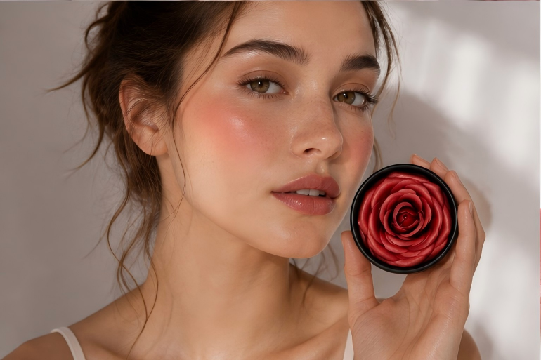 natural blush makeup look