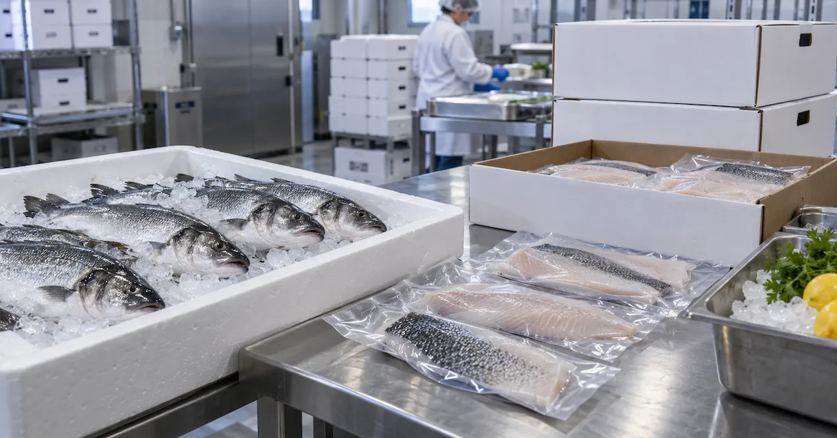 Frozen sea bass processing and export packing