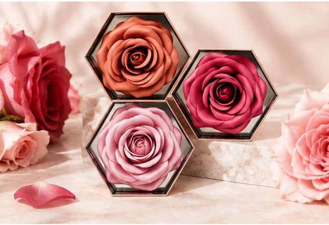 pink rose peach and coral blush shades