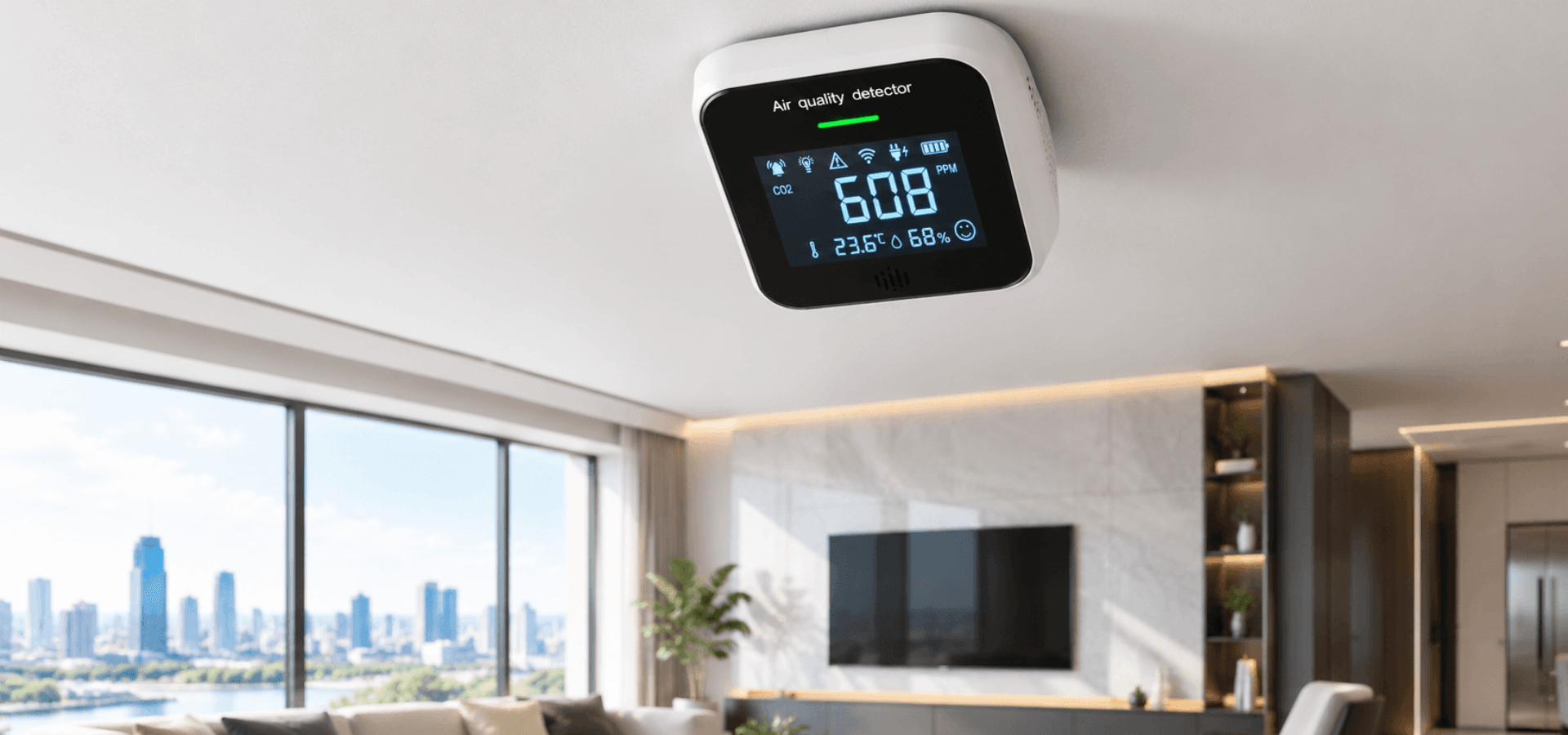 KEYPLUS TCS0301R Smart Carbon Dioxide and Air Quality Detector Banner