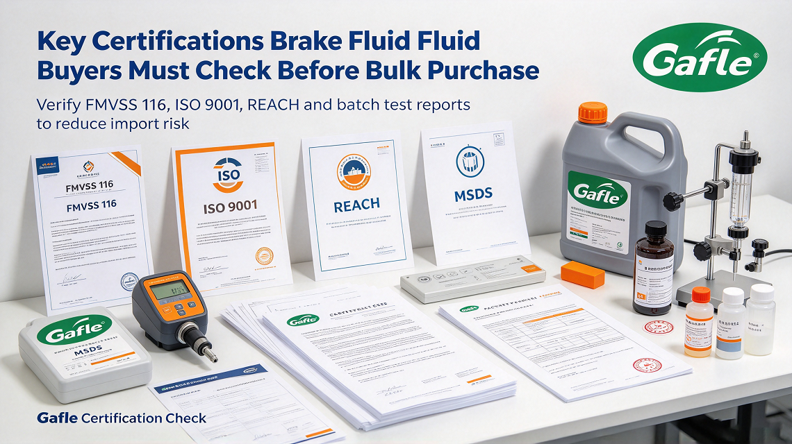 What certifications should a brake fluid manufacturer have?