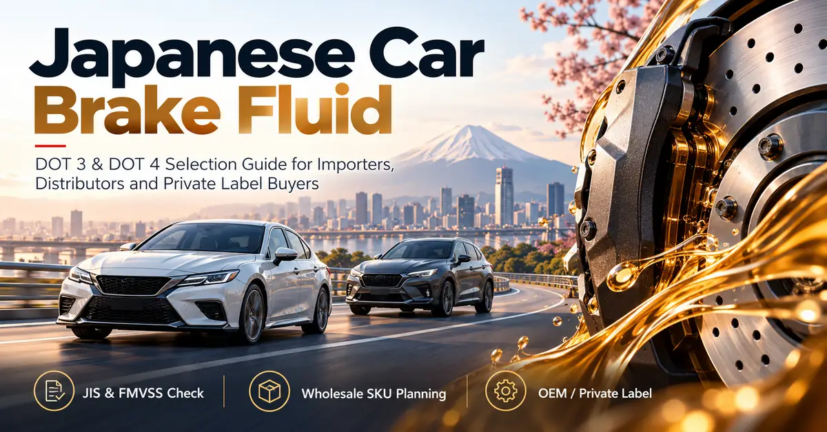 Japanese Car Brake Fluid for Distributors: DOT 3/4 Stock Planning, JIS Compliance Checks & Private Label Sourcing